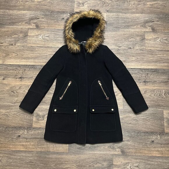 J. Crew Chateau Parka in Italian Stadium-Cloth Wool Black Size 00 - Picture 6 of 10